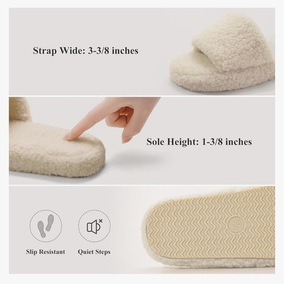 NWT Parlovable Fuzzy Slippers House Shoes Memory Foam Thick Sole 7-8 - Picture 3 of 8